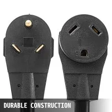 VEVOR Cable de extensión para RV de 36 pies, 30 A, TT-30P a TT-30R, cable de alimentación para RV resistente STW 10/3 60C FT2 BLK, diseño fácil de desenchufar con asa y organizador de cables, resistente a la intemperie para camping, portón trasero, al aire libre