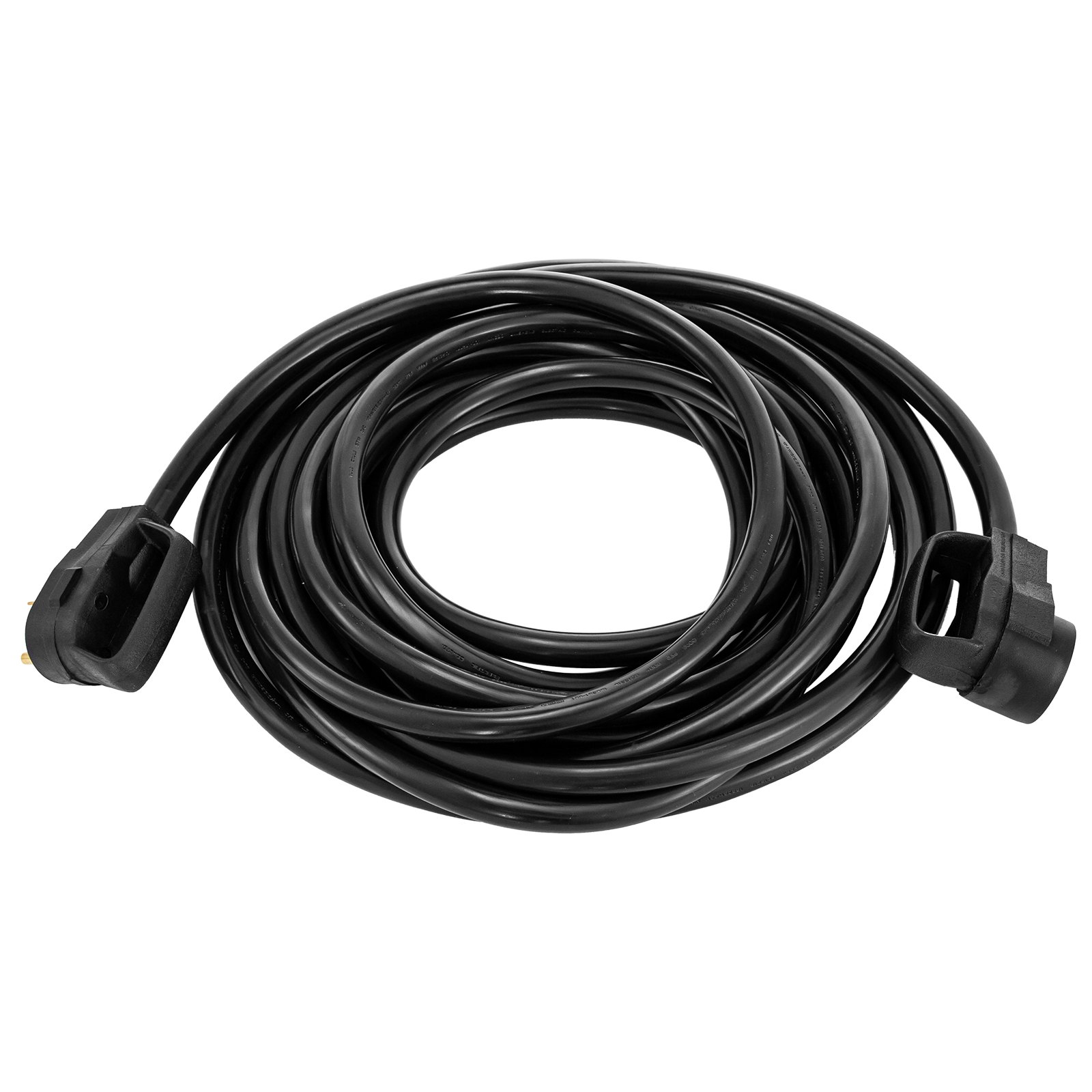 Cable de extensión para RV VEVOR negro enrollado con conectores visibles en ambos extremos.