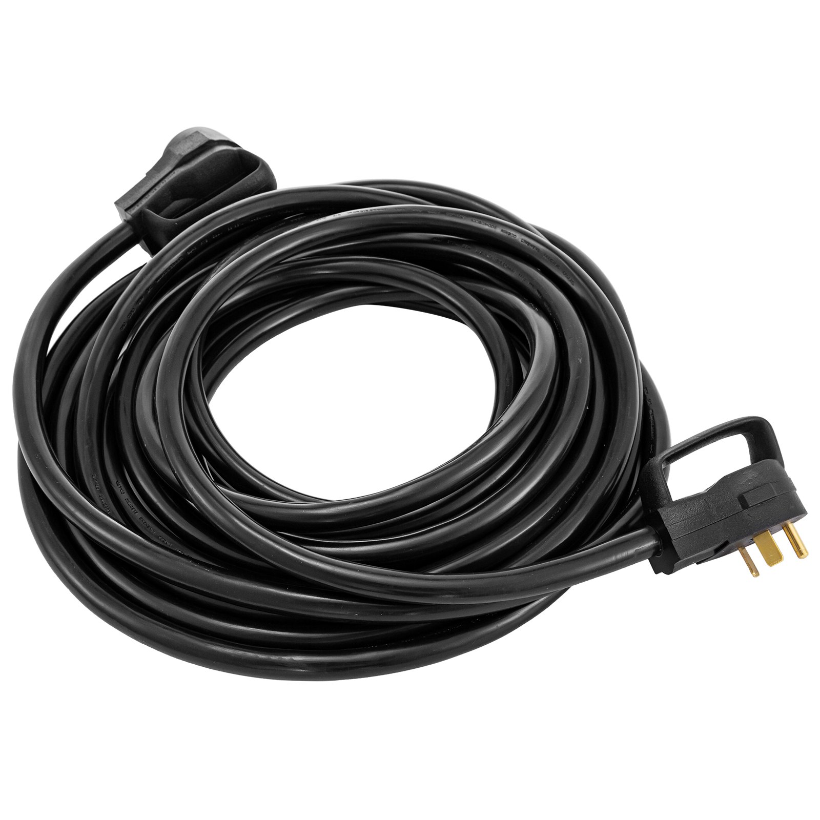 Cable de extensión para RV VEVOR negro enrollado con enchufe de tres clavijas y conector
