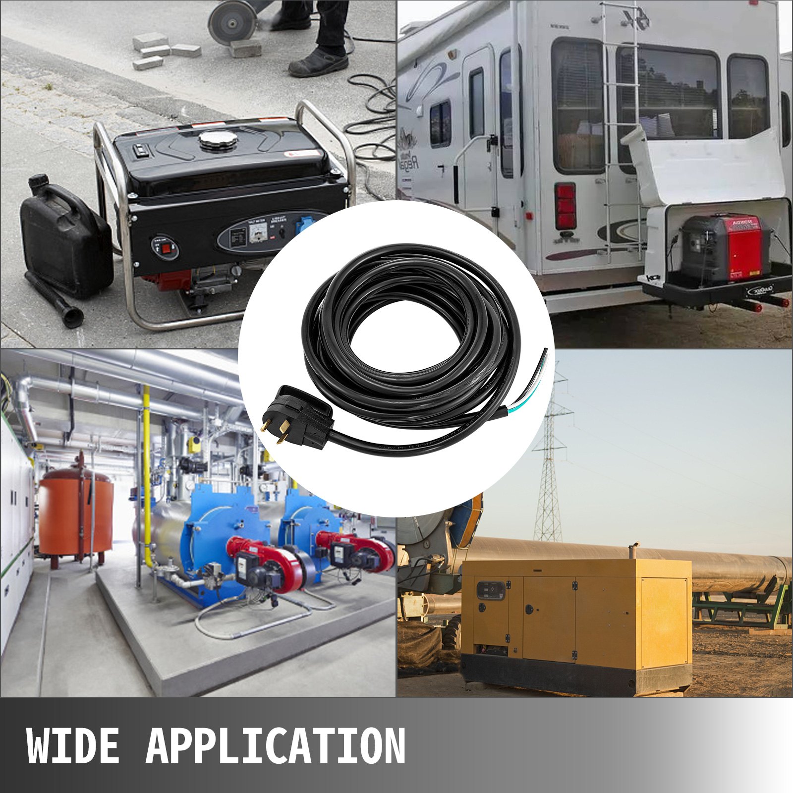 Cable de alimentación VEVOR RV utilizado con RV, generador, equipos industriales y maquinaria.