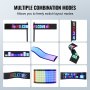 Letrero LED programable VEVOR que muestra diversos diseños y pantallas de colores vibrantes en múltiples modos.