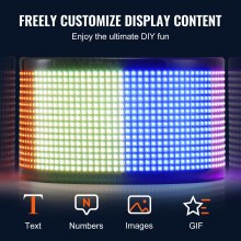 Letrero LED programable VEVOR, panel de desplazamiento LED a todo color P5, tablero de visualización de patrones de animación de texto personalizado DIY, letrero de tienda con mensaje de control de aplicación Bluetooth para publicidad en automóviles, 32,9 "x 8