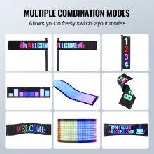 Letrero LED programable VEVOR, panel de desplazamiento LED a todo color P5, tablero de visualización de patrones de animación de texto personalizado DIY, letrero de tienda con mensaje de control de aplicación Bluetooth para publicidad en automóviles, 32,9 "x 8