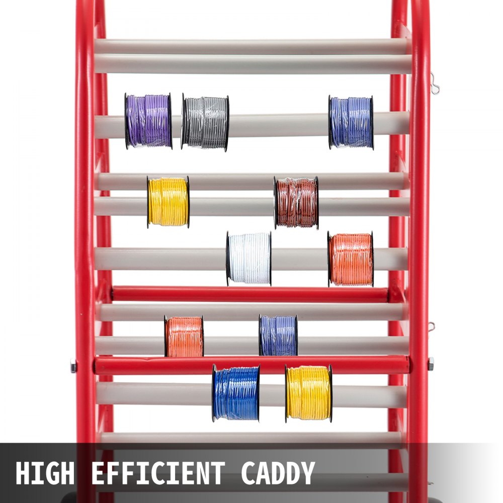 VEVOR Carrete de alambre Caddy Ejes de 1 pulgada y 4/5 pulgadas Estante de carrete de alambre 43 pulgadas x 15 pulgadas x 17 pulgadas Caddy de alambre Múltiples ejes Soporte de carrete de cable y dispensador Almacenamiento de distribución de carrete de alambre para eficiencia en el lugar de trabajo
