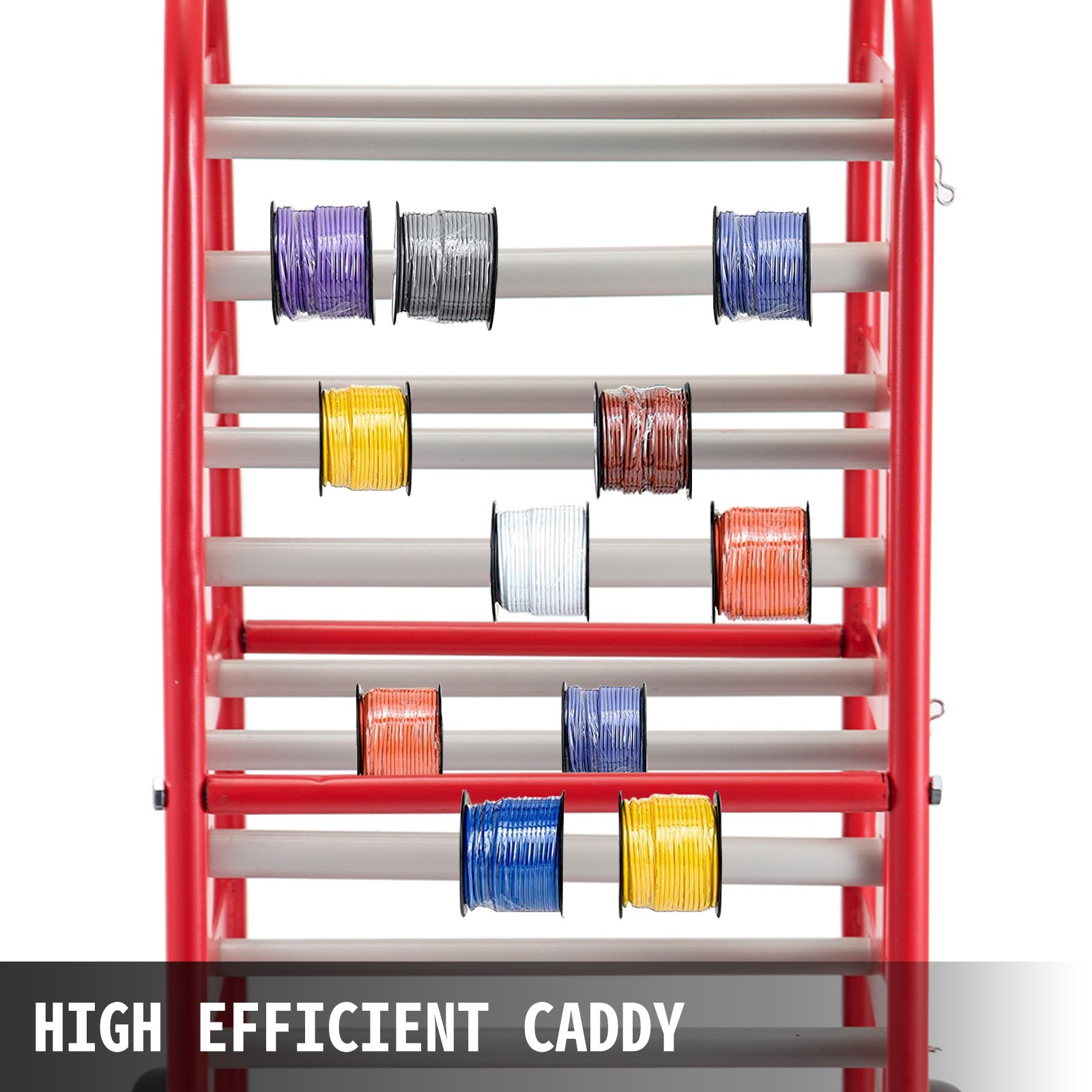 VEVOR Carrete de alambre Caddy Ejes de 1 pulgada y 4/5 pulgadas Estante de carrete de alambre 43 pulgadas x 15 pulgadas x 17 pulgadas Caddy de alambre Múltiples ejes Soporte de carrete de cable y dispensador Almacenamiento de distribución de carrete de alambre para eficiencia en el lugar de trabajo