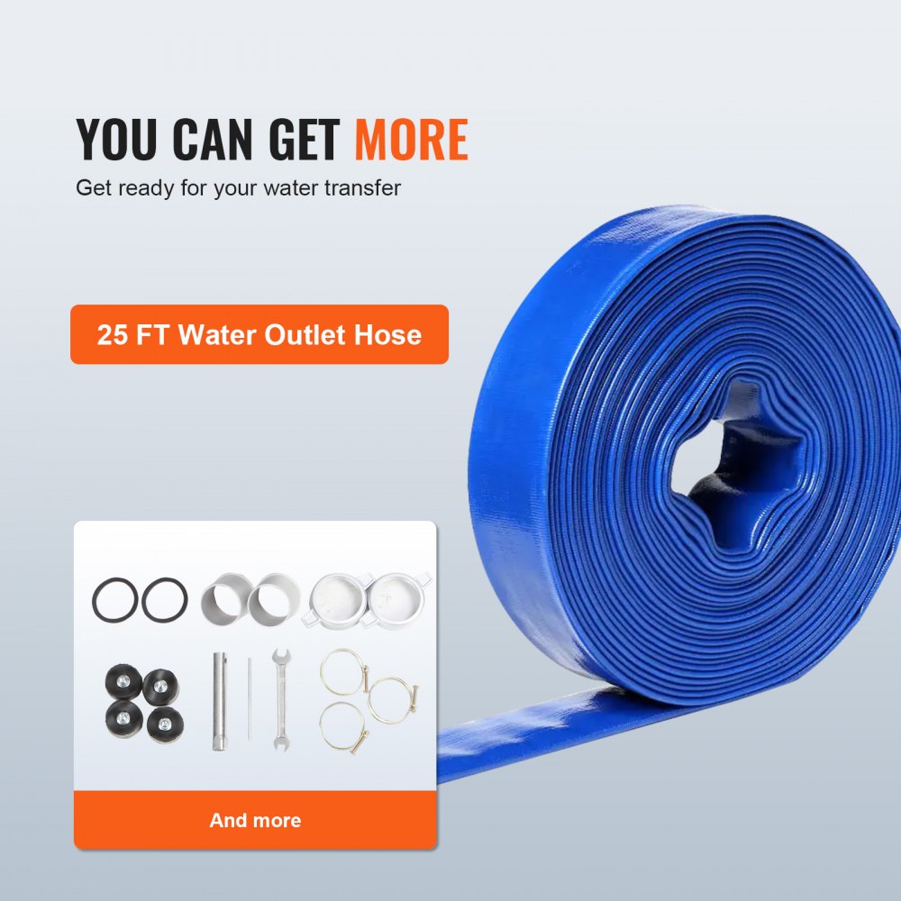 Bomba de agua a gasolina VEVOR, 2 pulgadas, 7 HP, 142 GPM, 148 pies de elevación, 22 pies de succión, bomba de transferencia de agua sucia a gasolina de 4 tiempos, portátil de alta presión con manguera de 25 pies para riego de piscinas, certificada por la EPA