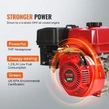 VEVOR Bomba de agua con motor de gasolina, 3 pulgadas, 7HP 265 GPM, elevación de 142 pies, succión de 22 pies, bomba de transferencia de agua de basura a gas de 4 tiempos portátil de alta presión con manguera de 25 pies para piscina de riego, certificado EPA