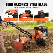 VEVOR Cultivador de Cultivador, Cultivador de Jardín de 4 Tiempos 212CC, Cultivador con 4 Púas Traseras Ajustables de Acero para Cultivo de Suelo de Césped, Jardín y Campo