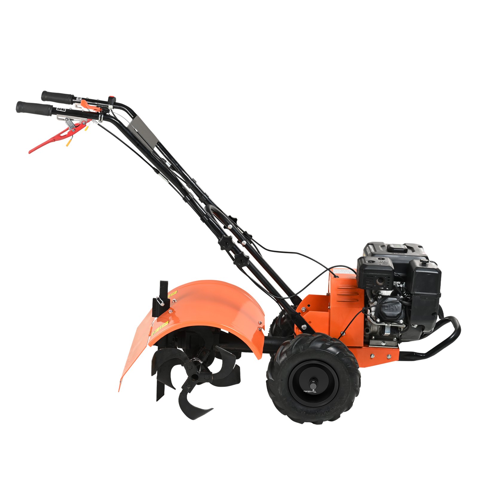 Cultivador VEVOR, cultivador de jardín de 212 cc y 4 tiempos, cultivador con 4 púas traseras ajustables de acero para el cultivo de césped, jardín y suelo agrícola.