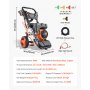 Hidrolavadora a gasolina VEVOR de 3600 PSI y 2.6 GPM máximo, bomba de cobre, pistola y lanza, juego de 5 boquillas, manguera de 26 pies. Hidrolavadora a gasolina para autos, cercas, entradas de vehículos, casas, patios y muebles.