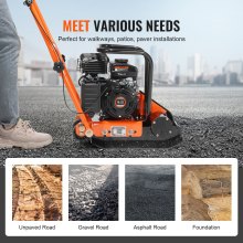Compactador de placa VEVOR, motor de gas de 2.8 HP 78.5CC 5,250 VPM, 1,920 lbs Force Tamper de compactación vibratoria con placa de 18.7 x 11.8 pulgadas para pasarelas, patios, asfalto, pavimentación de paisajismo