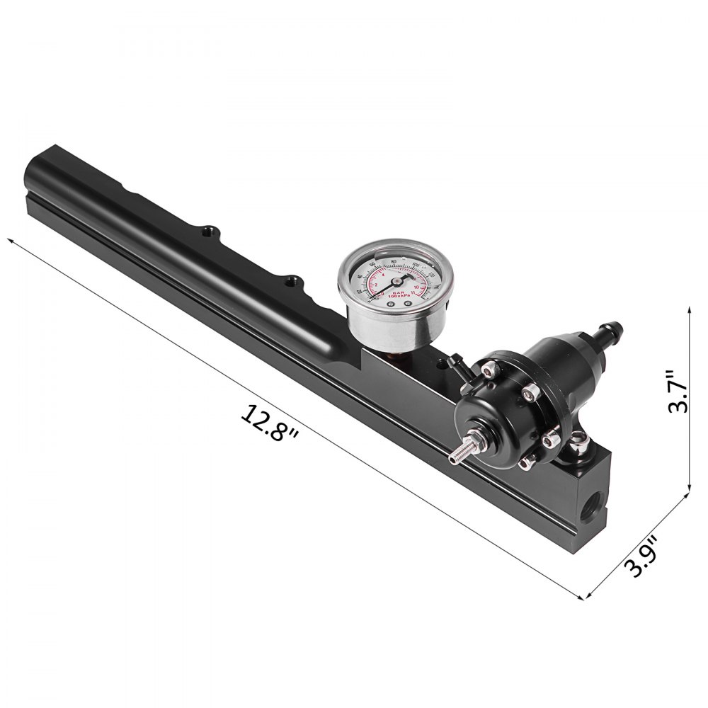 VEVOR Kit de riel de combustible de tamaño de orificio de combustible de 1/2 "Motores intercambiados de la serie B de 1/8 NPT con indicador de regulador de presión de combustible 6AN Accesorio para línea de riel de combustible a combustible