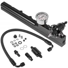 VEVOR Kit de riel de combustible de tamaño de orificio de combustible de 1/2 "Motores intercambiados de la serie B de 1/8 NPT con indicador de regulador de presión de combustible 6AN Accesorio para línea de riel de combustible a combustible