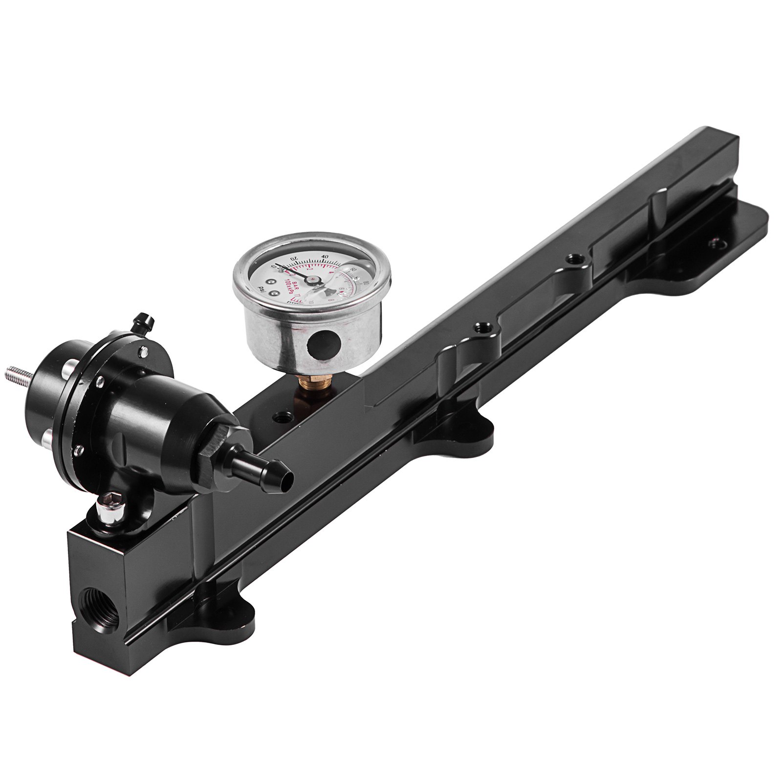 VEVOR Kit de riel de combustible de tamaño de orificio de combustible de 1/2 "Motores intercambiados de la serie B de 1/8 NPT con indicador de regulador de presión de combustible 6AN Accesorio para línea de riel de combustible a combustible