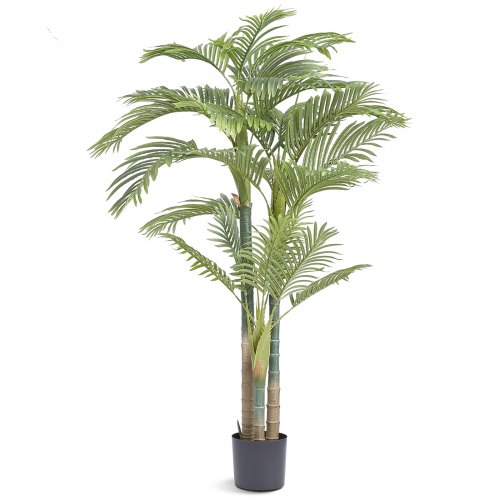 VEVOR - Palmera artificial de caña dorada de 1,9 m de altura, material de polietileno y protección antivuelco, de bajo mantenimiento, árbol artificial verde realista para decoración de interiores y exteriores, ideal para el hogar, la oficina y el almacén.