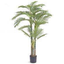 VEVOR Palmera artificial de caña dorada, planta sintética de 6.5 pies de alto, material de PE y protección antiinclinación, planta de bajo mantenimiento, árbol falso verde realista para decoración del hogar, oficina, almacén, interior y exterior