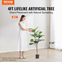 VEVOR Higuera artificial de hoja de violín, 4 pies, material de PE seguro y protección antiinclinación, planta sintética de bajo mantenimiento, árbol falso verde realista en maceta para decoración del hogar, oficina, almacén, interior y exterior