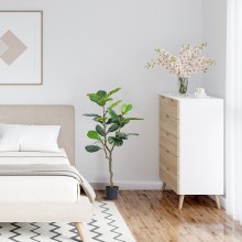 VEVOR Higuera artificial de hoja de violín, 4 pies, material de PE seguro y protección antiinclinación, planta sintética de bajo mantenimiento, árbol falso verde realista en maceta para decoración del hogar, oficina, almacén, interior y exterior