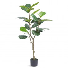 VEVOR Higuera artificial de hoja de violín, 4 pies, material de PE seguro y protección antiinclinación, planta sintética de bajo mantenimiento, árbol falso verde realista en maceta para decoración del hogar, oficina, almacén, interior y exterior