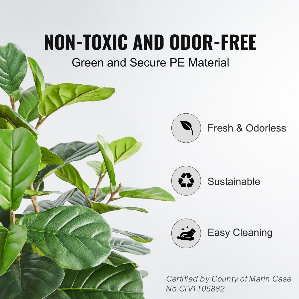 VEVOR - Higuera artificial de hoja de violín, 1,5 m, material de polietileno seguro y protección antivuelco, planta artificial de bajo mantenimiento, árbol artificial verde realista en maceta para decoración de interiores y exteriores, hogar, oficina y almacén.
