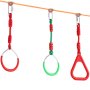 Circuito de obstáculos VEVOR Ninja Warrior para niños, 2 slacklines de 65 pies resistentes a la intemperie, línea de mono con capacidad de peso de 500 libras, equipo de juego para exteriores, juego de entrenamiento para patio trasero con 12 obstáculos