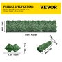 Valla de privacidad VEVOR Ivy, 99 x 45 cm, setos artificiales de hojas sintéticas de polipropileno, panel de 3 capas con hojas verdes para interior o exterior, multiusos para jardín, patio, decoración, balcón, patio y hogar. Verde, 99 x 45 cm.