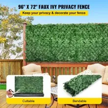 VEVOR Ivy - Pantalla de valla de privacidad, 96 x 72 pulgadas, PP, setos artificiales de hojas sintéticas, 3 capas para interior o exterior, panel de hojas verdes, multiusos para jardín, patio, decoración, balcón, patio, hogar, verde
