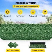 VEVOR Ivy - Pantalla de valla de privacidad, 96 x 72 pulgadas, PP, setos artificiales de hojas sintéticas, 3 capas para interior o exterior, panel de hojas verdes, multiusos para jardín, patio, decoración, balcón, patio, hogar, verde