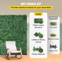 VEVOR Ivy - Pantalla de valla de privacidad, 96 x 72 pulgadas, PP, setos artificiales de hojas sintéticas, 3 capas para interior o exterior, panel de hojas verdes, multiusos para jardín, patio, decoración, balcón, patio, hogar, verde
