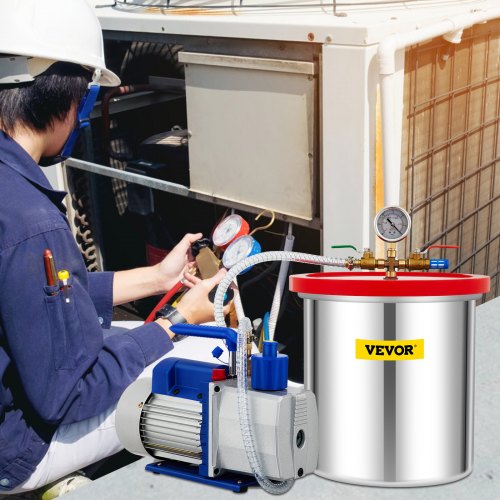 Tuspuzz Cámara de vacío con bomba Kit de cámara de vacío 5 Gal 7CFM 3/4HP Dual Stage