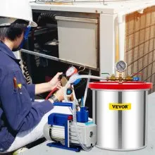 VEVOR Cámara de vacío con bomba, cámara de 5 galones, 5 CFM 1/3 HP bomba de vacío de paleta rotativa de una sola etapa, juego de herramientas de aire HVAC de 110 V para estabilizar madera, desgasificar siliconas, epoxis y aceites esenciales