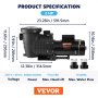 VEVOR Bomba de piscina 2.0HP 230V, bombas variables de doble velocidad 1500W, flujo máximo 5520 GPH, potente motor de piscina autocebante para piscina sobre el suelo, con cesta de filtro colador, cert