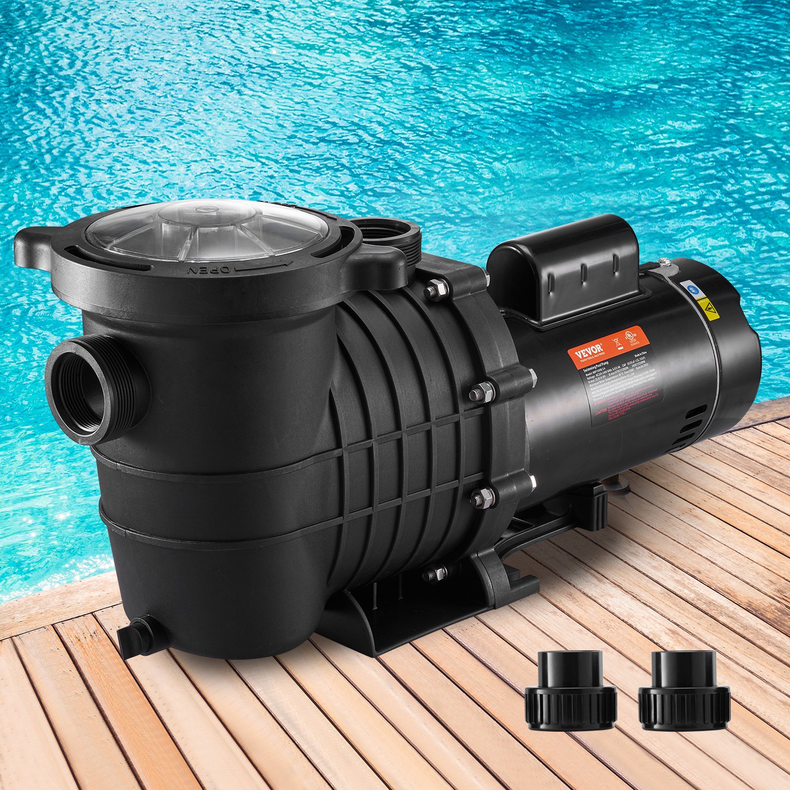 VEVOR Bomba de piscina 2.0HP 230V, bombas variables de doble velocidad 1500W, flujo máximo 5520 GPH, potente motor de piscina autocebante para piscina sobre el suelo, con cesta de filtro colador, cert