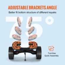 VEVOR Carro de kayak resistente, capacidad de carga de 320 libras, carro de canoa desmontable con neumáticos sólidos de 10 pulgadas, soportes ajustables y pie de apoyo antideslizante, para kayaks, can