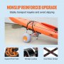 Carro para kayak resistente VEVOR que sostiene un kayak naranja con revestimiento antideslizante y barra de soporte de espuma.