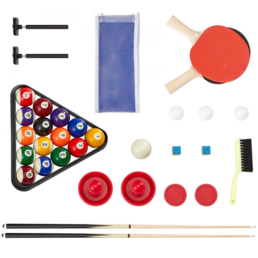 Mesa multijuegos giratoria 3 en 1 VEVOR con air hockey, billar y ping pong. Mesa de hockey de 223 cm para sala de juegos y hogar. Juego de arcade. Incluye todos los accesorios para cada juego.
