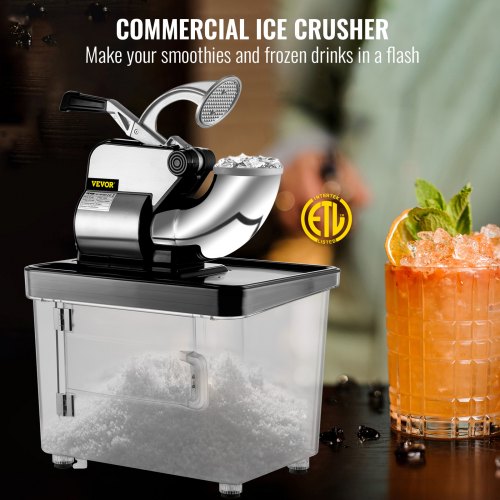 VEVOR Máquina de Raspado Hielo 180kg/H Bar Picadora de Hielo Picador Hielo Negro