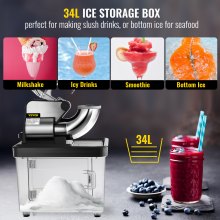VEVOR Maquina de hielo Pica hielo Máquina de Raspado Hielo 180kg/H Bar Picadora de Hielo Picador Hielo Negro