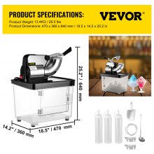 VEVOR Maquina de hielo Pica hielo Máquina de Raspado Hielo 180kg/H Bar Picadora de Hielo Picador Hielo Negro