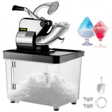 VEVOR Maquina de hielo Pica hielo Máquina de Raspado Hielo 180kg/H Bar Picadora de Hielo Picador Hielo Negro