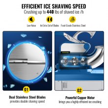 VEVOR Trituradora de hielo comercial de 110 V Picadora de hielo Maquina de hielo 440 LBS/H aprobada por Etl máquina eléctrica de cono de nieve 300 W