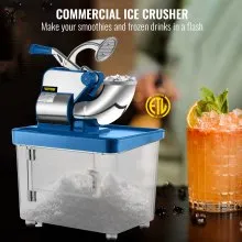 VEVOR Trituradora de hielo comercial de 110 V Picadora de hielo Maquina de hielo 440 LBS/H aprobada por Etl máquina eléctrica de cono de nieve 300 W