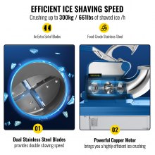 VEVOR Trituradora de hielo comercial de 110 V Picadora de hielo Maquina de hielo 440 LBS/H aprobada por Etl máquina eléctrica de cono de nieve 300 W