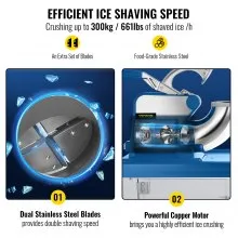 VEVOR Trituradora de hielo comercial de 110 V Picadora de hielo Maquina de hielo 440 LBS/H aprobada por Etl máquina eléctrica de cono de nieve 300 W