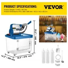 VEVOR Trituradora de hielo comercial de 110 V Picadora de hielo Maquina de hielo 440 LBS/H aprobada por Etl máquina eléctrica de cono de nieve 300 W