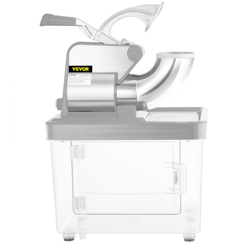 Trituradora de hielo comercial VEVOR de 110 V, 200 kg/h, con certificación ETL, 300 W, con cuchillas dobles, de acero inoxidable, con interruptor de seguridad para familias, restaurantes y bares.