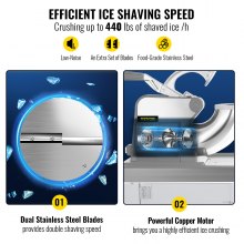 VEVOR Picadora de hielo Maquina de hielo Cono de nieve de alta resistencia con doble cuchilla acero inoxidable máquina de margarita para restaurantes