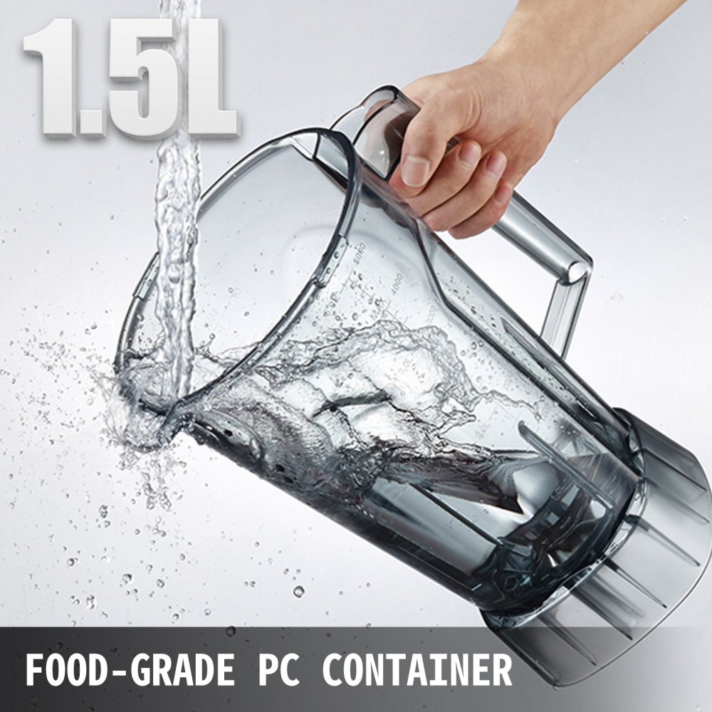 VEVOR Licuadora profesional Batidora de Vaso Licuadora 1,5 L Molinillo 1500 W Lcd con 4 Velocidades