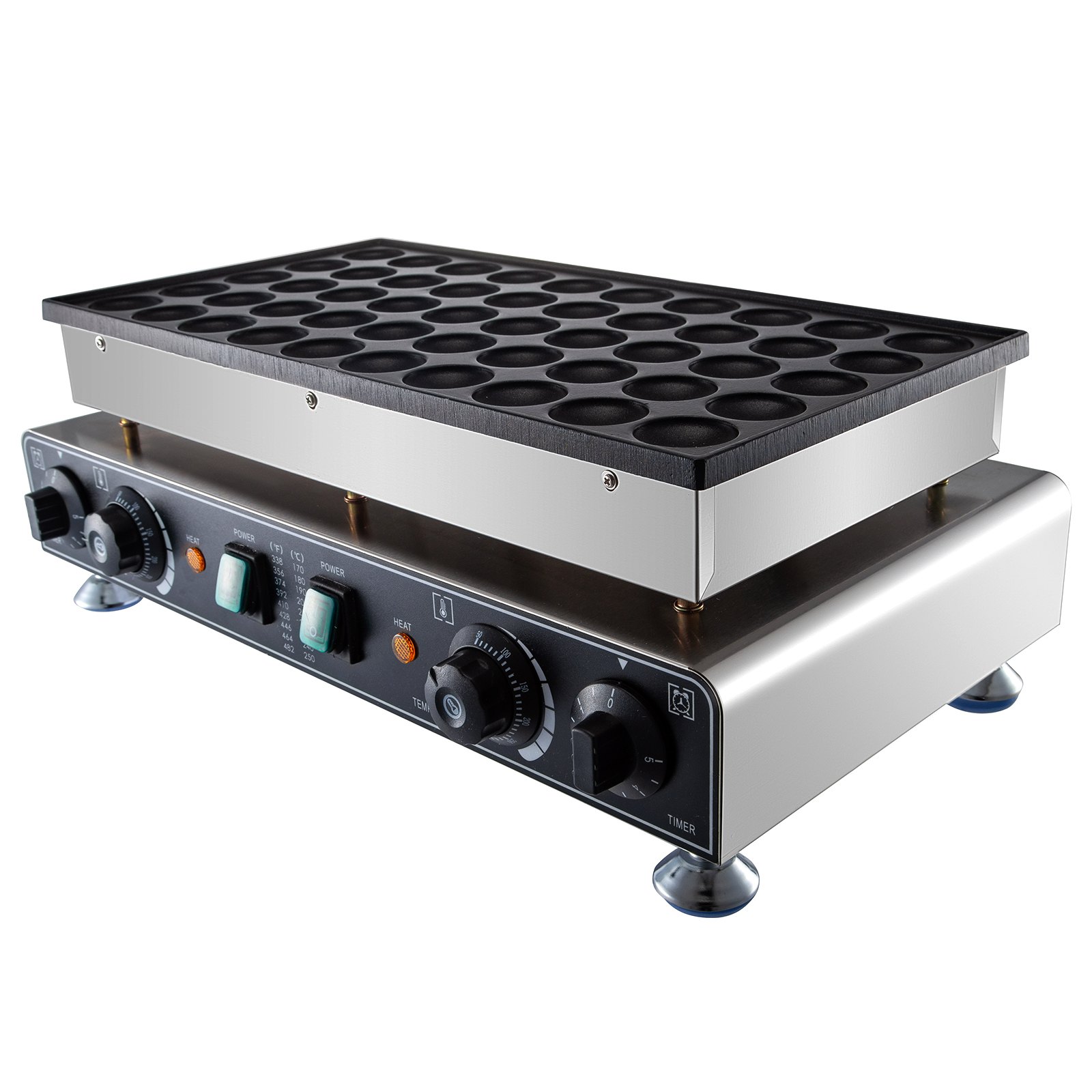VEVOR Mini máquina para hacer panqueques holandesa de 110 V, 50 unidades, 1700 W, antiadherente, eléctrica, comercial, para hacer wafles de 1,8 pulgadas, para uso doméstico y en restaurantes.