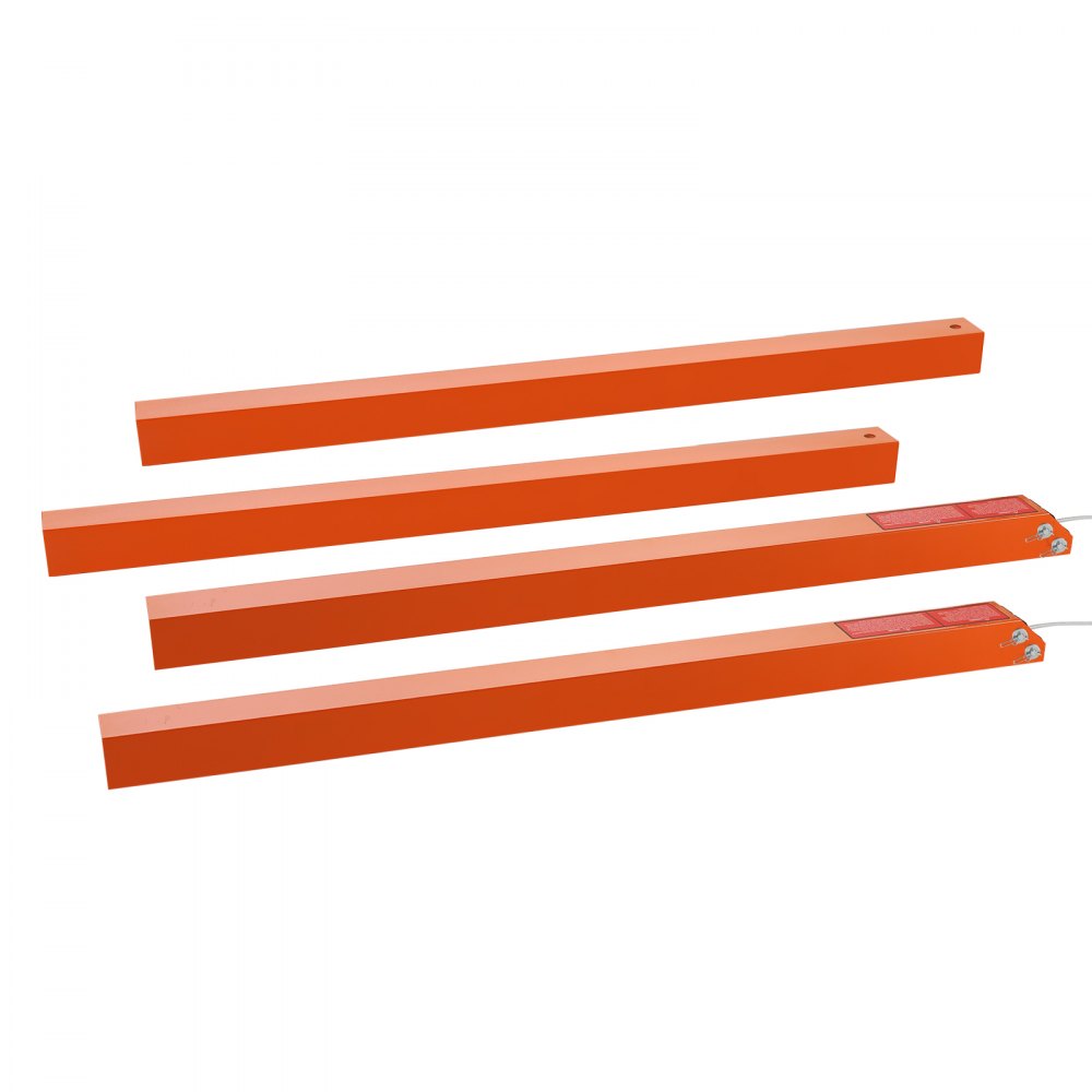 cuatro barras de metal de color naranja alineadas horizontalmente, parte del sistema de asistencia para portón trasero de remolque VEVOR.